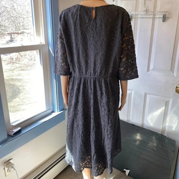 Swak Gray Harlow Nylon Lace Lined Midi Date Night Out Dress Women Plus Size 1X - Picture 5 of 7